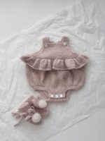 Ruffle Romper and Bunny Booties Set - Alpaca Mohair Blend, 0-3 Months - Image 5