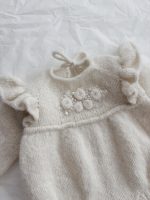 Embroidered Baby Alpaca Romper and Bonnet Set - Cream Knit Outfit - Image 8