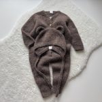 Baby Alpaca Knit Romper & Bear Bonnet Set – Handmade Outfit