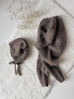 Baby Alpaca Knit Romper & Bear Bonnet Set – Handmade Outfit - Image 4