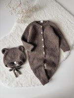 Baby Alpaca Knit Romper & Bear Bonnet Set – Handmade Outfit - Image 8