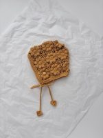 Hand Crochet Baby Bonnet – Mustard Flower, 12-18 Months