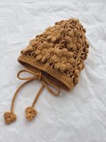 Hand Crochet Baby Bonnet – Mustard Flower, 12-18 Months - Image 5