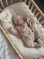 Merino Baby Girl Outfit – Beige Romper and Bonnet Set