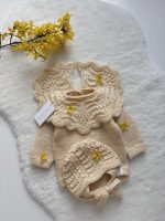 Long sleeve romper and bonnet - Set of 2 - Baby girl prop - Photo prop - Baby photo prop - Baby girl - Baby girl - Baby girl outfit - Yellow - Image 8