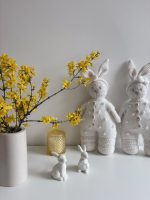 Crochet Bunny Toy - Merino Wool, Popcorn Romper - Image 5