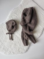 Baby Alpaca Knit Romper & Bear Bonnet Set – Handmade Outfit - Image 3
