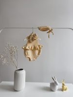 Merino Wool Baby Outfit: Ruffle Romper, Bonnet & Booties Set - Image 4