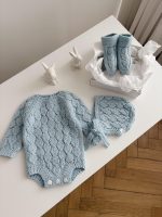 Knit Baby Boy Outfit – Merino Romper, Bonnet & Socks - Image 2