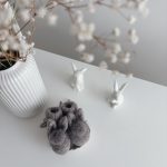 0-3 Months Angora Bunny Booties – Baby Alpaca, Genuine Fur Pom Poms
