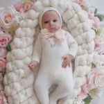 Angora Baby Romper and Bonnet Set – Milky White Outfit
