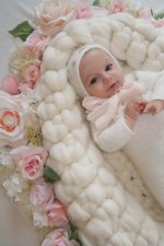 Angora Baby Romper and Bonnet Set – Milky White Outfit - Image 3
