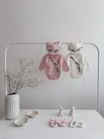 Angora Baby Romper Set – Bonnet and Booties, Newborn Outfit - Image 2