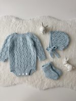 Knit Baby Boy Outfit – Merino Romper, Bonnet & Socks