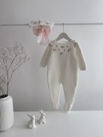 Angora Baby Romper and Bonnet Set – Milky White Outfit - Image 7