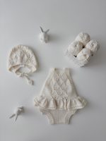Merino Baby Romper and Bonnet Set – Cream Sleeveless Outfit - Image 6