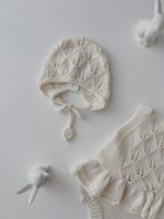 Merino Baby Romper and Bonnet Set – Cream Sleeveless Outfit - Image 5