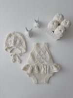 Merino Baby Romper and Bonnet Set – Cream Sleeveless Outfit - Image 9