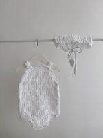 Cotton Baby Romper and Bonnet Set – Sleeveless Summer Outfit - Image 3