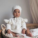Embroidered Merino Baby Romper and Bonnet Set
