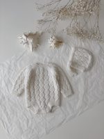 Hand-Knitted Merino Wool Baby Romper and Bonnet Set - Image 6