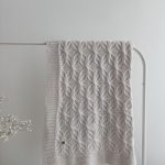 Hand Knitted Merino Baby Blanket – Beige, Geometric Design (100x90 cm)