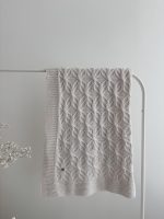 Hand Knitted Merino Baby Blanket – Beige, Geometric Design (100x90 cm)