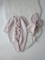 Knit Baby Romper and Bunny Bonnet Set – Pale Pink Merino Mohair - Image 5