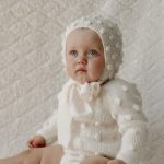 Hand Knitted Baby Alpaca Romper and Bonnet Set – Cream Popcorn Knit