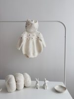 Alpaca Baby Romper and Bonnet Set – Floral Embroidery, Photo Prop