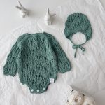 Cotton Knit Baby Romper Set – Green Bonnet