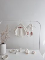 Angora Baby Romper and Bunny Bonnet Set - Embroidered Photo Props - Image 9