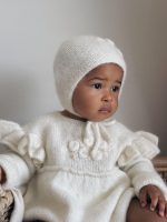 Embroidered Merino Baby Romper and Bonnet Set - Image 2