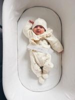 Merino Baby Romper and Bonnet Set - Cream Knit with Ruffles - Image 3