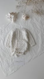 Hand-Knitted Merino Wool Baby Romper and Bonnet Set - Image 8