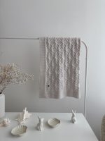 Hand Knitted Merino Baby Blanket – Beige, Geometric Design (100x90 cm) - Image 2
