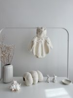 Alpaca Baby Romper and Bonnet Set – Floral Embroidery, Photo Prop - Image 6