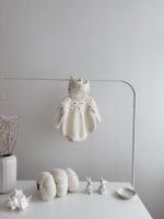 Alpaca Baby Romper and Bonnet Set – Floral Embroidery, Photo Prop - Image 3