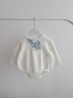 Angora romper and booties  - Set of 2 - Long sleeve romper - Baby girl props - Photo props - Baby boy - Baby photo - Embroidery - White - Image 5