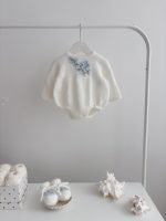 Angora romper and booties  - Set of 2 - Long sleeve romper - Baby girl props - Photo props - Baby boy - Baby photo - Embroidery - White - Image 6