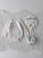 Embroidered Angora Baby Romper Set – Bonnet & Booties, Newborn Outfit