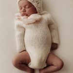 Baby Girl Photo Prop Set – Alpaca Romper and Bonnet