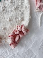 Baby Girl Cotton Romper and Bonnet Set – Roses Embroidery - Image 4