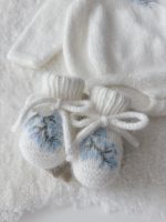 Angora romper and booties  - Set of 2 - Long sleeve romper - Baby girl props - Photo props - Baby boy - Baby photo - Embroidery - White - Image 3