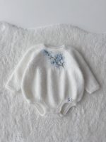 Angora romper and booties  - Set of 2 - Long sleeve romper - Baby girl props - Photo props - Baby boy - Baby photo - Embroidery - White - Image 7