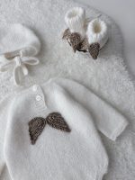 Angora Baby Boy Angel Outfit – Romper, Bonnet & Booties - Image 5