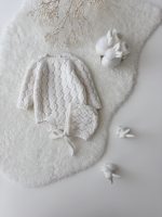 Hand-Knitted Merino Wool Baby Romper and Bonnet Set
