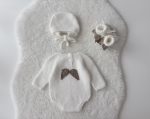 Angora Baby Boy Angel Outfit – Romper, Bonnet & Booties