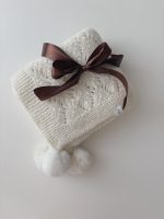 Hand Knit Cream Alpaca Baby Blanket – Genuine Fur Pom Poms - Image 6
