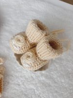 Embroidered Merino Baby Romper Set – Bonnet and Booties, Newborn Photo Prop - Image 3